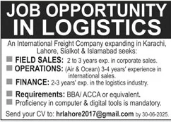 Exciting Career Opportunities in Logistics Sales Operations & Finance Roles in Major Cities